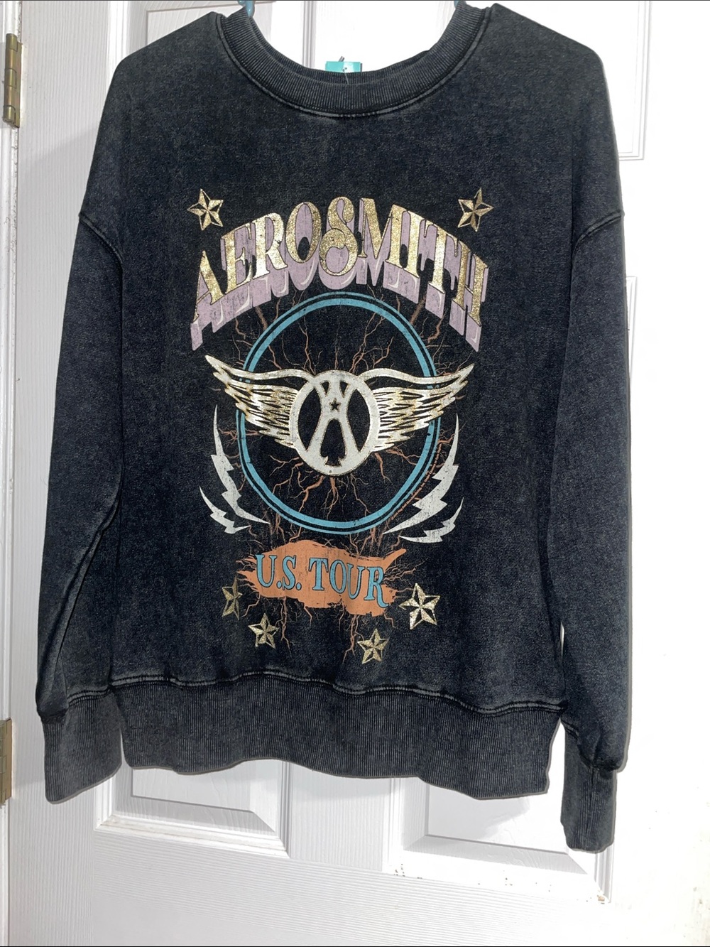 NWT Aerosmith Black Vintage-Style US Tour Sweatshirt Soft Size XS Maurices